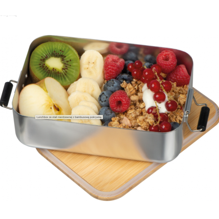 Lunchbox ze stali nierdzewnej z bambusową pokrywką - MA 8256207