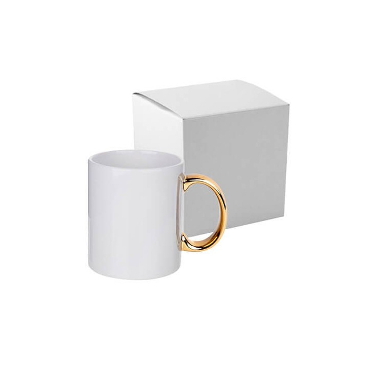 Kubek 330 ml ze złotym uszkiem do sublimacji - PS 005