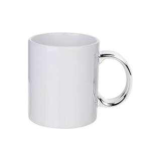 Kubek 330 ml ze srebrnym uszkiem do sublimacji - PS 006