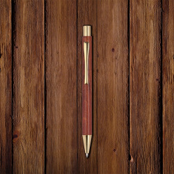 drewniany długopis ze złotymi wstawkami - MA 1219001