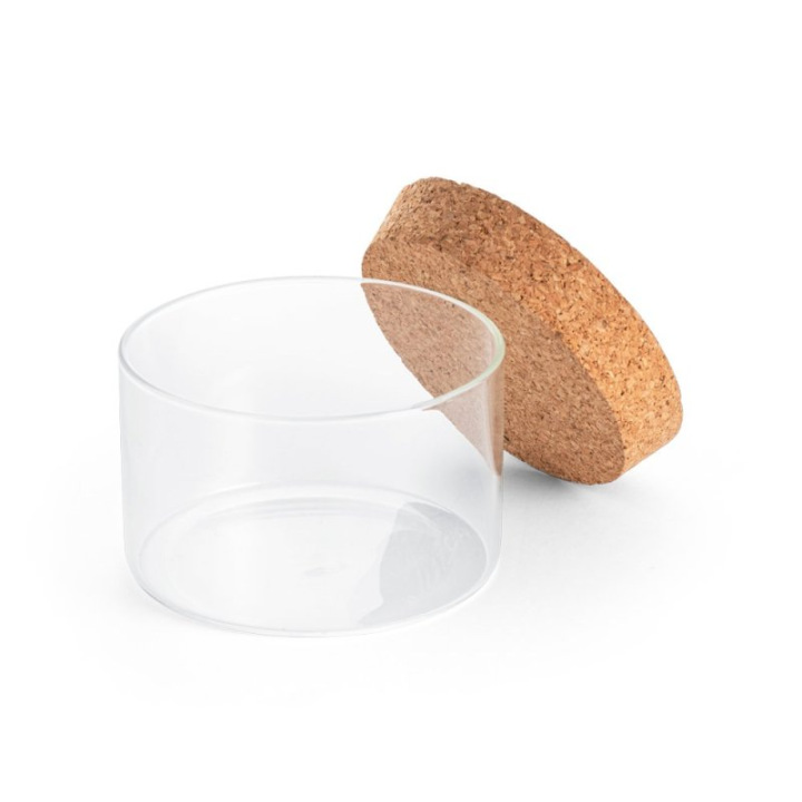 Szklany pojemnik z korkową pokrywką o pojemności 380 ml - ST 94099