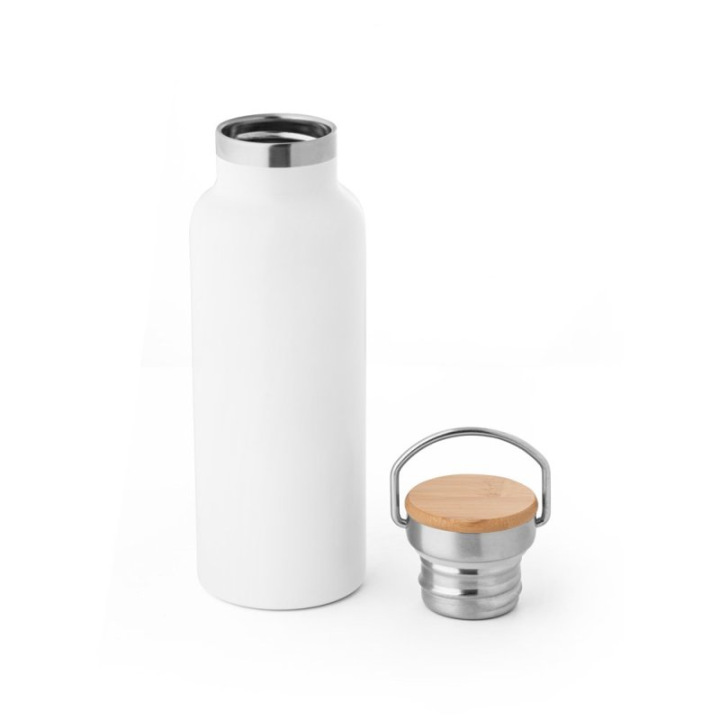 Butelka ze stali nierdzewnej z zakręcaną pokrywką bambusową 570 ml - ST 94602