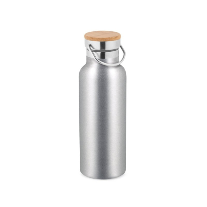 Butelka ze stali nierdzewnej z zakręcaną pokrywką bambusową 570 ml - ST 94602