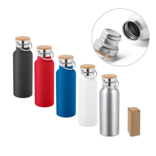 Butelka ze stali nierdzewnej z zakręcaną pokrywką bambusową 570 ml - ST 94602