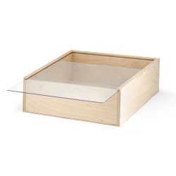 Drewniane pudełko z akrylowym wieczkiem L - ST 94945