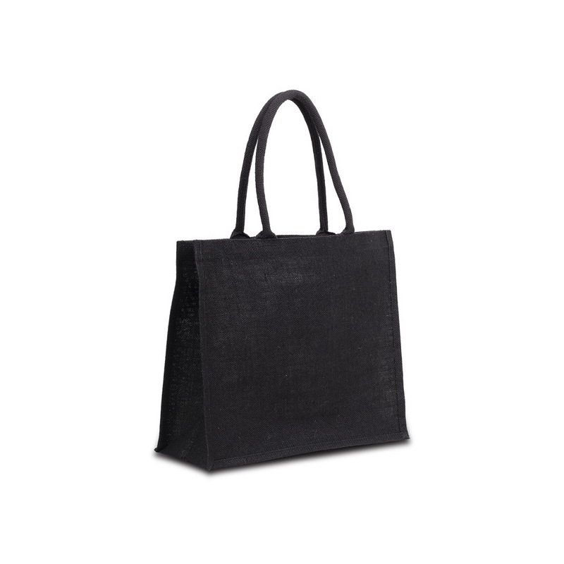 Czarna torba z juty na zakupy - R08498