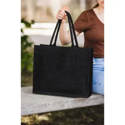 Czarna torba z juty na zakupy - R08498