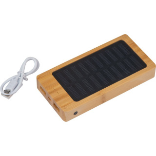 Power bank solarny o pojemności 8000 mAh w bambusowej obudowie - MA 3256313
