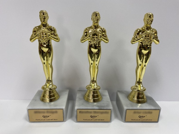  OSCAR TYPE STATUETTES WITH ENGRAVING